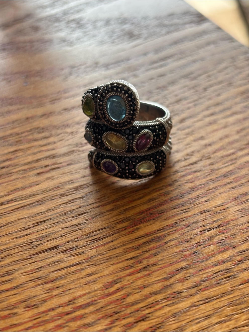Judith Ripka Multi-Stone Snake  Ring with semi precious stone